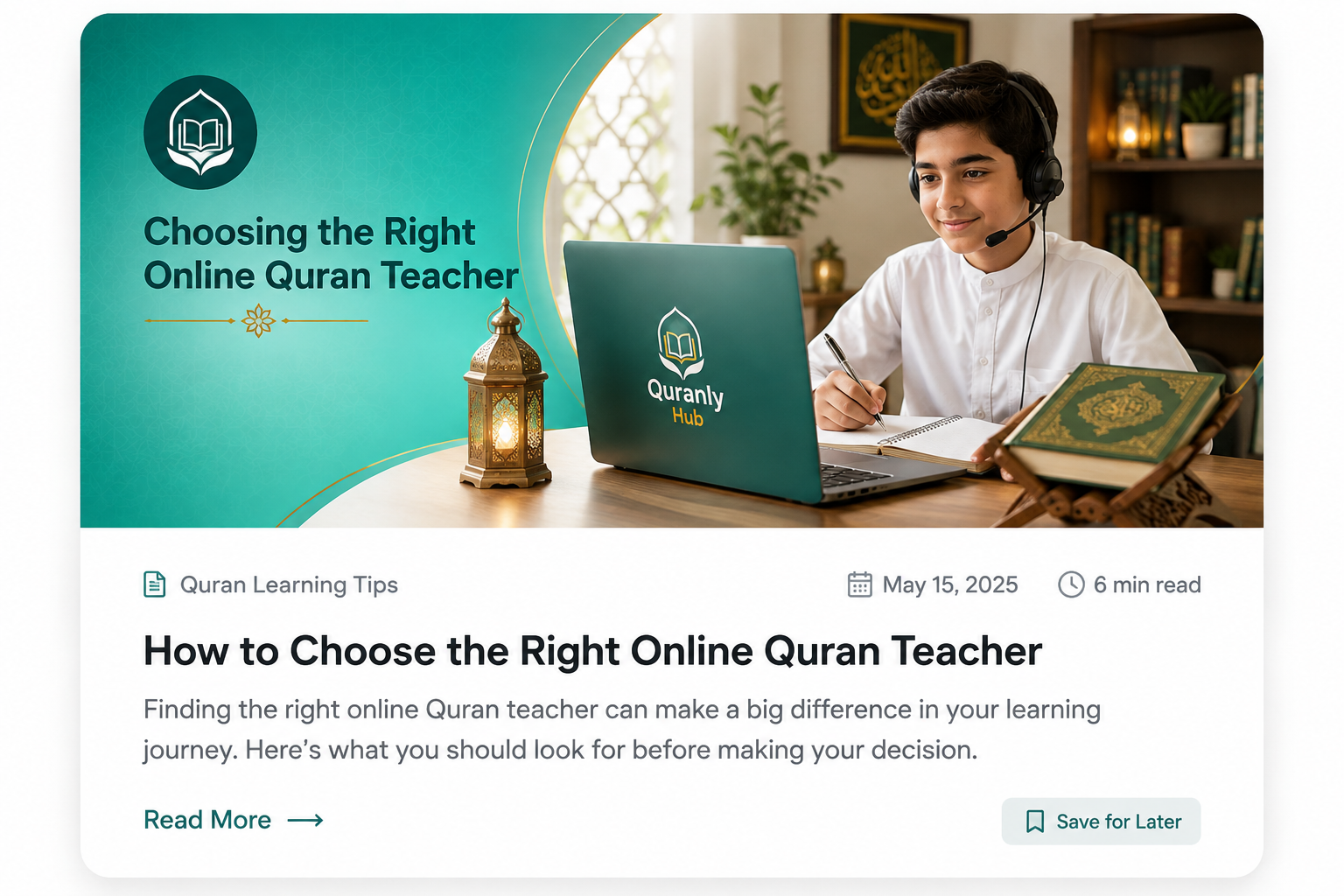 Student comparing online Quran academies before choosing a teacher