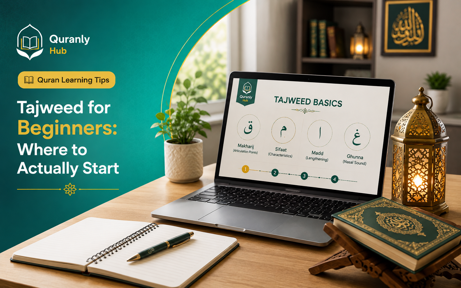 Beginner practicing Tajweed articulation points online