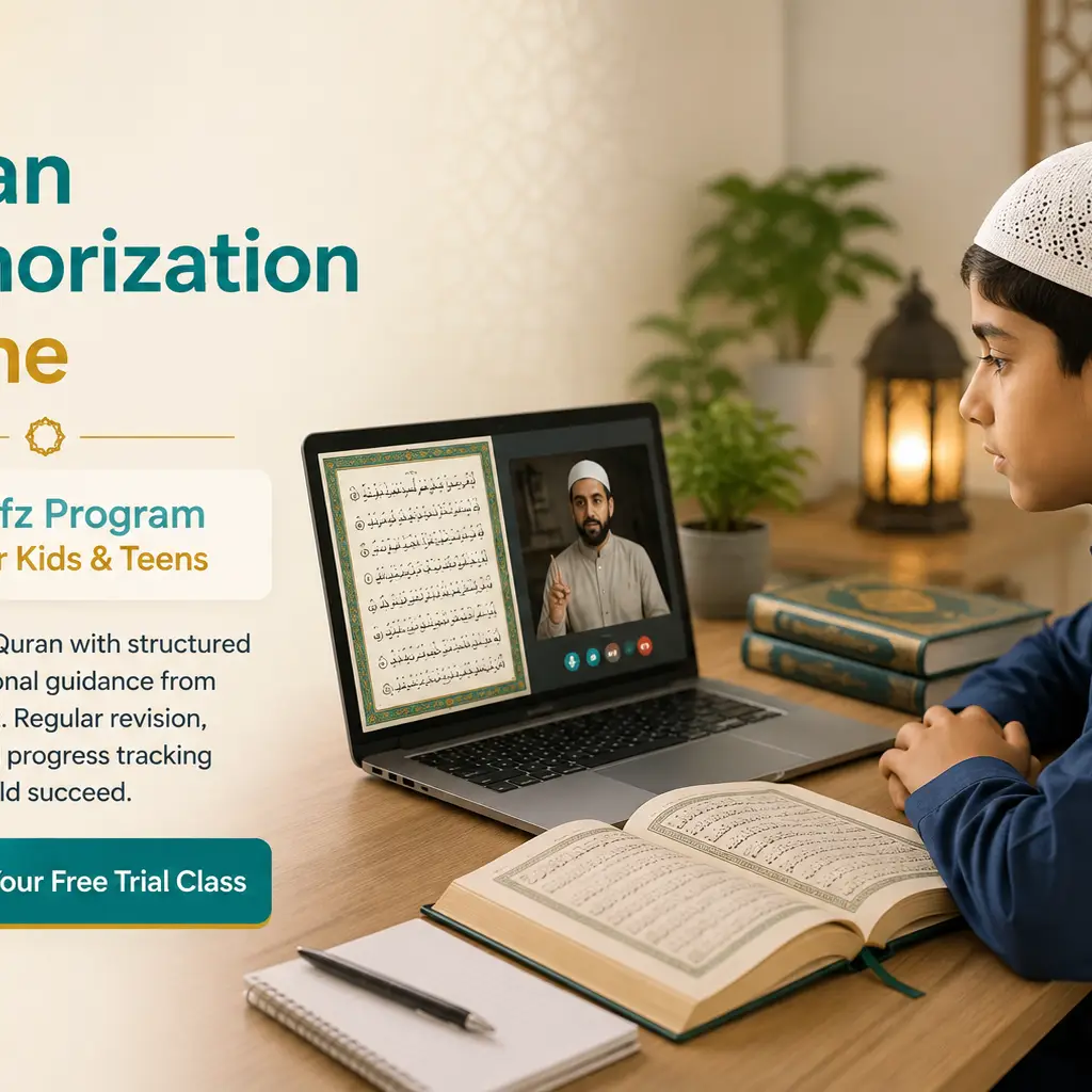 Student memorising Quran verses during an online Hifz class