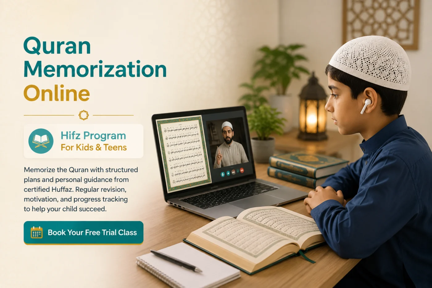 Sister studying Hifz memorization online with a female tutor