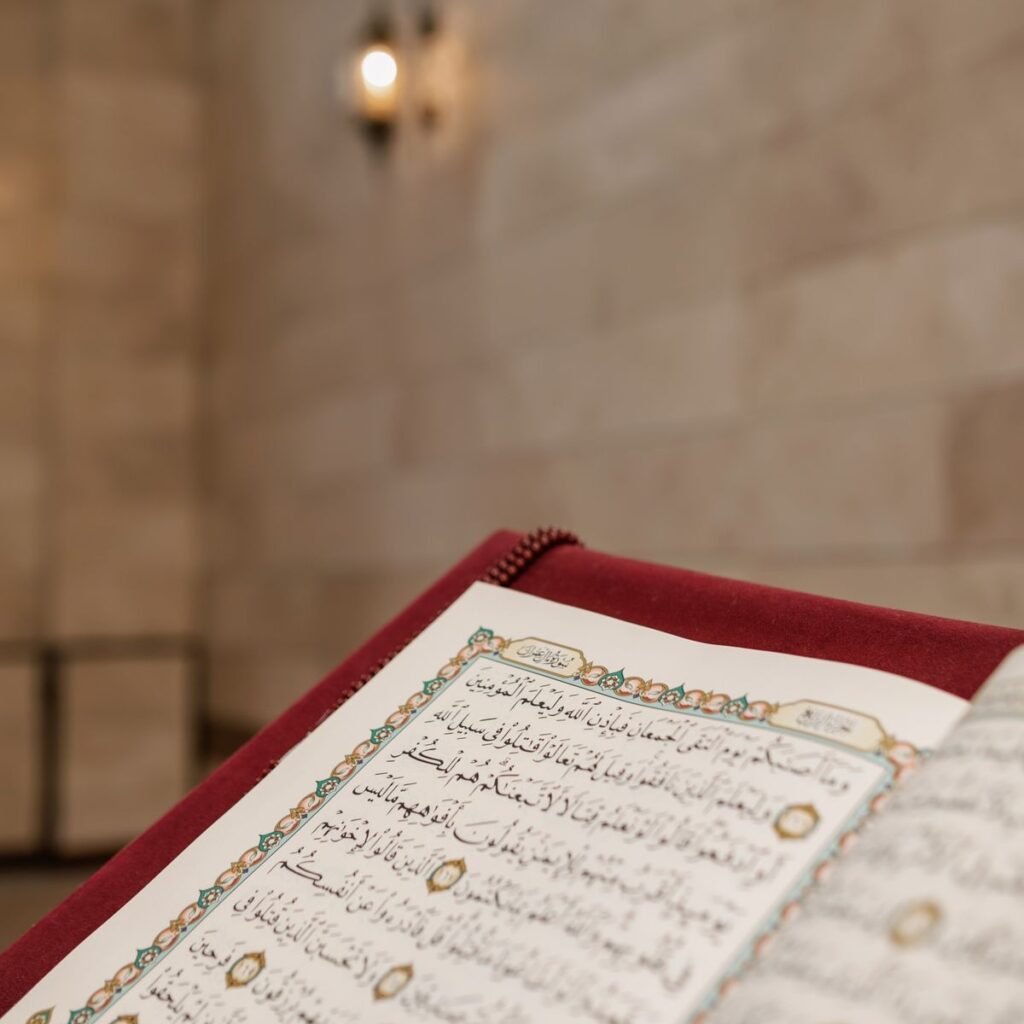 Close-up of an open Quran, the starting point for online recitation lessons